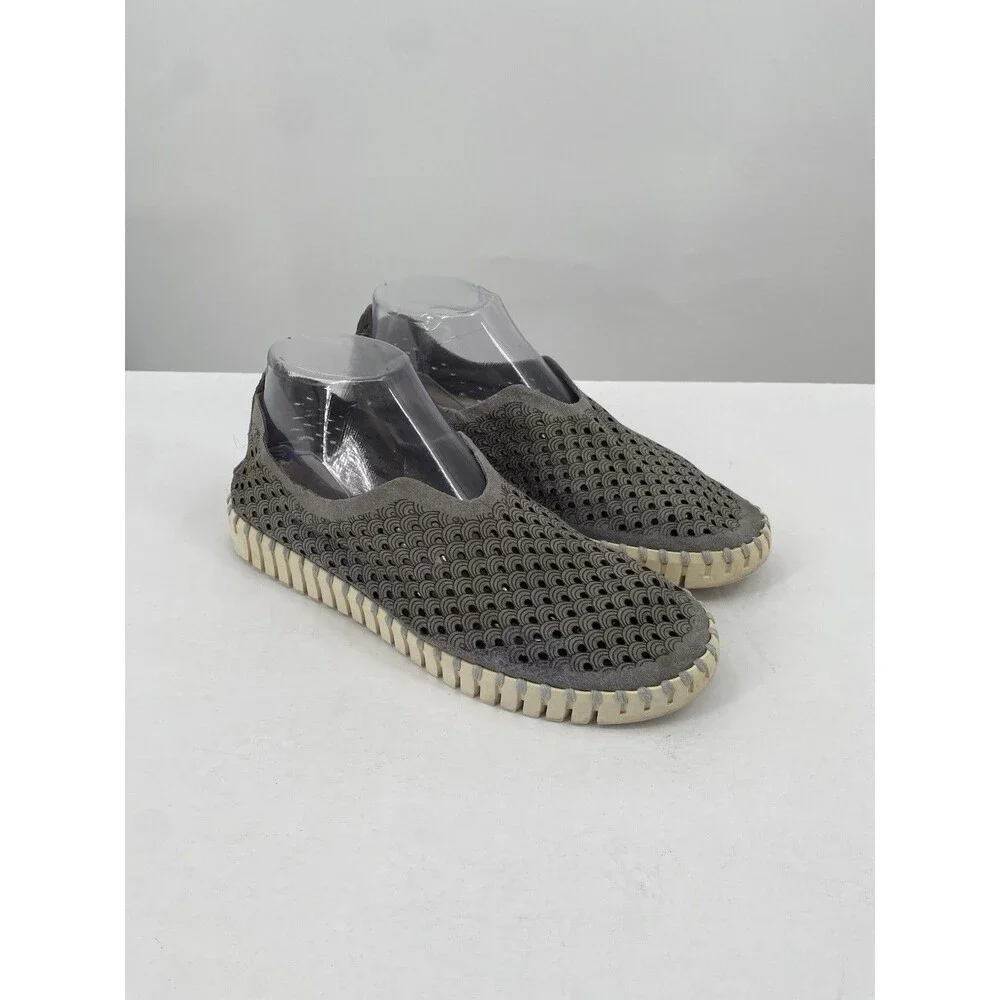 Ilse Jacobsen Shoes US 7.5 EU 38 Gray Tulip Flats Comfort Perforated Slip On